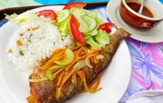 Escovitch fish on the beach in Jamaica