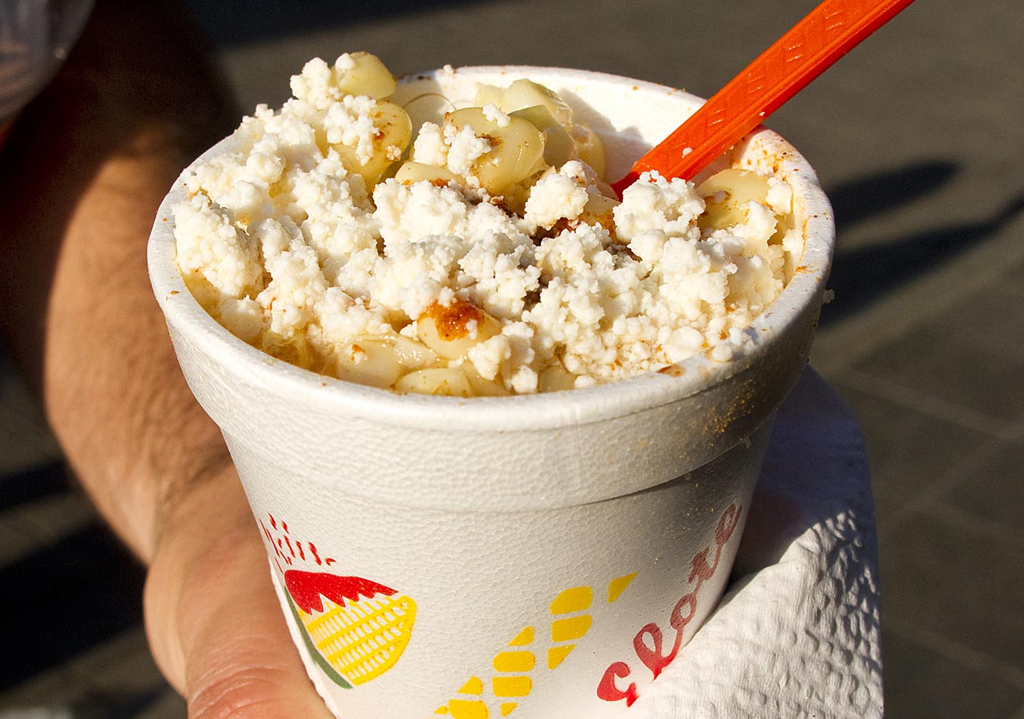 Esquites from the street in Oaxaca, Mexico.