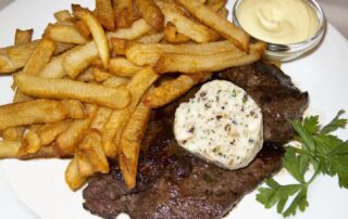 Steak frites, typical French bistro fare, from L'Express in Montreal, Canada.