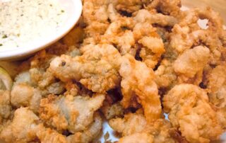 Fried local clams from Neptune Oyster in Boston.