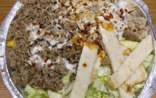 Halal chicken and lamb over rice from Famous Halal Guys in New York City.