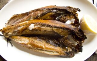 A plate of grilled Manx kippers from Dean Street Townhouse in London, England