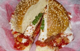 A chicken parm sandwich from Parm in Little Italy, New York City.