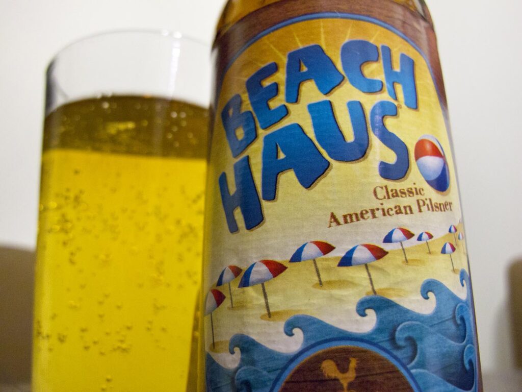 A bottle and glass of Beach Haus local craft beer from the Jersey Shore.