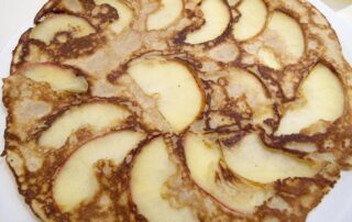 A traditional Dutch apple pannenkoek, or pancake, in Amsterdam, The Netherlands.