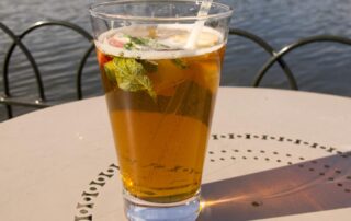A Pimm's Cup cocktail at Serpentine Lake in London, England