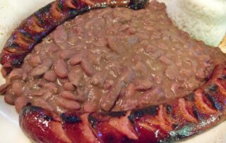 Red beans and rice with spicy andouille sausage in New Orleans, LA