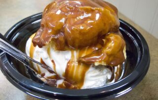 Sanders hot fudge cream puff or bumpy cake from Detroit.