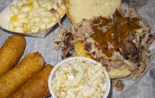 North Carolina BBQ specialties from Luella's BBQ in Asheville.