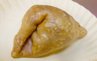A samosa from Kanwarji's in Old Delhi, India.