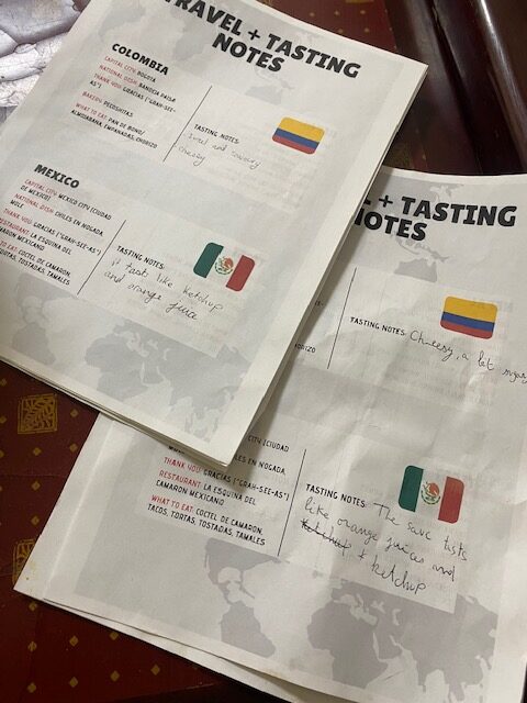 Handouts given to kids on a world family food tour in Jackson Heights, Queens.