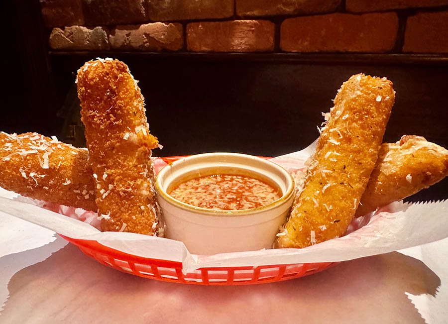 A serving of fat mozzarella sticks at Cousin Larry's in Sunnyside, Queens