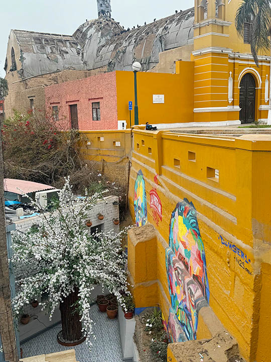 A colorful street scene in the Barranco neighborhood of Lima, Peru